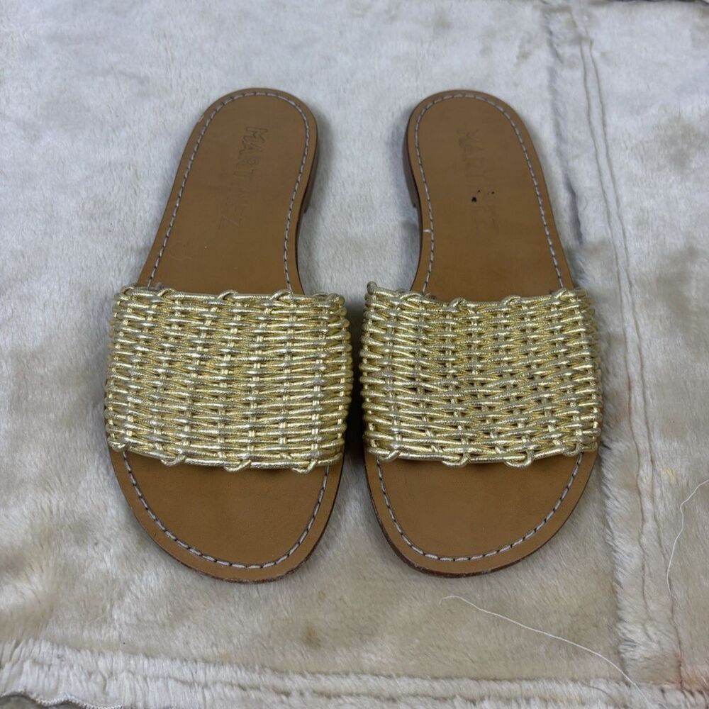 Souliers Martinez Rouge Size 38 ( US 8 ) Womens Gold Slides Sandals